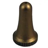 A bronze bell shaped object with a black top.
