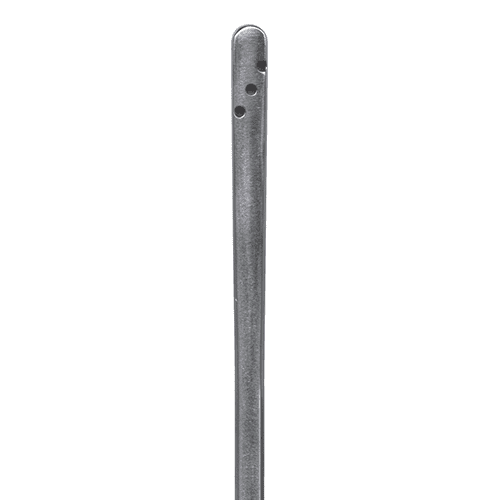 A metal pole with two holes in it.