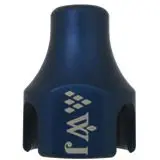 A blue plastic object with the letters a and w on it.