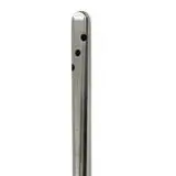 A metal pole with two holes on top of it.