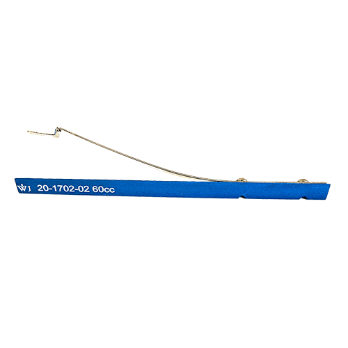 A blue stick with a wire attached to it.