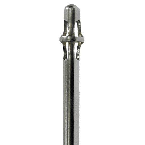 A metal pole with a nut and bolt attached to it.