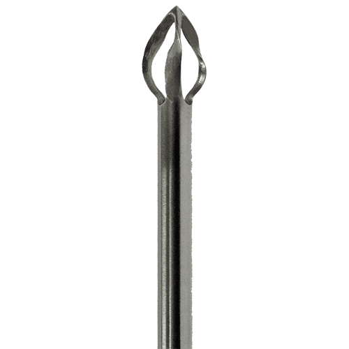 A close up of a metal tip