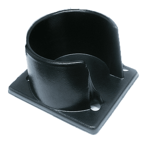 A black plastic cup holder on top of a table.