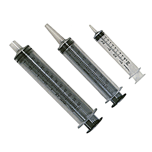 A set of three syringes with different sizes.