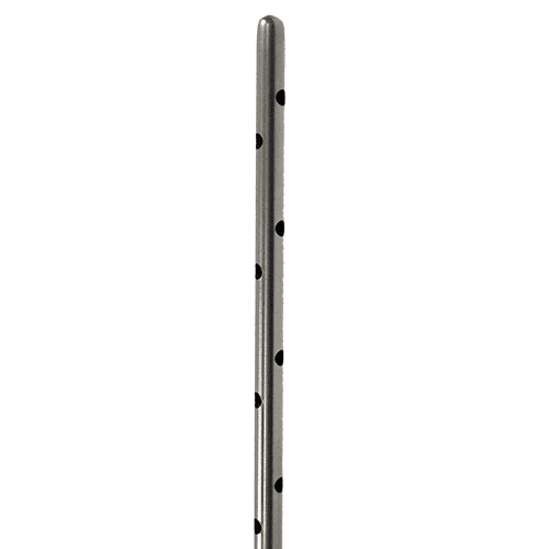 A metal pole with holes in it.