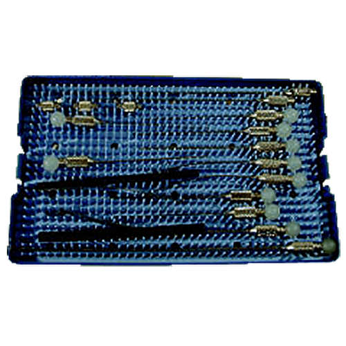 A blue case with many different types of wires.