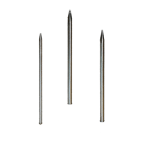 A set of three metal nails on top of each other.