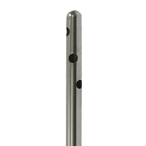 A close up of the bottom end of a metal pole.