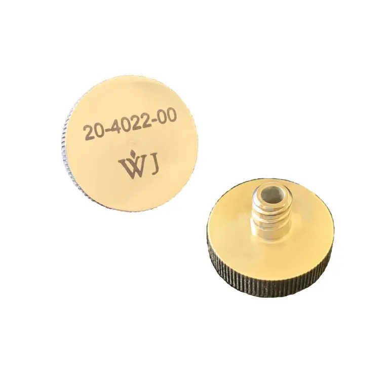 A pair of gold colored metal buttons with the number 2 0-4 0 2 2-0 0.
